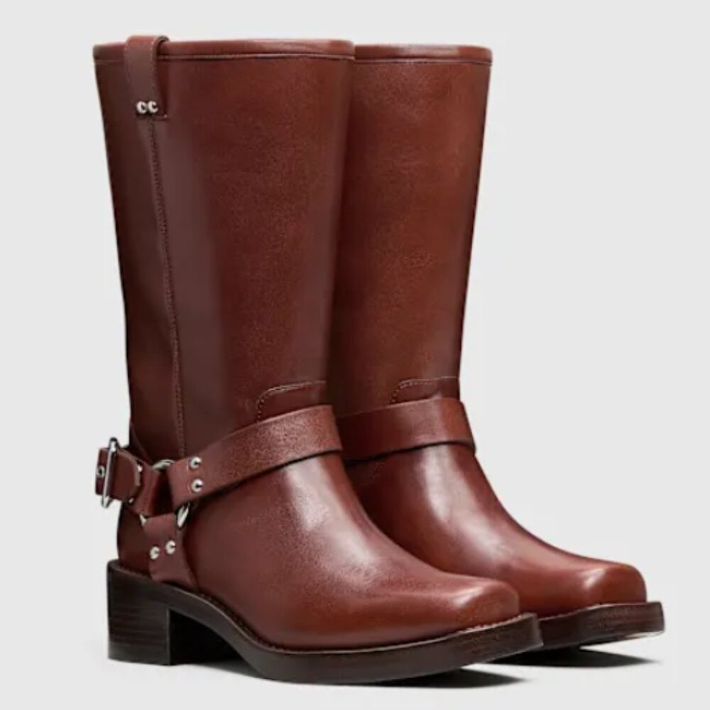 Reformation Francesca Moto Boot — Cavalier Leather (Brown) | Size 7 | NIB | Rare - Picture 2 of 4